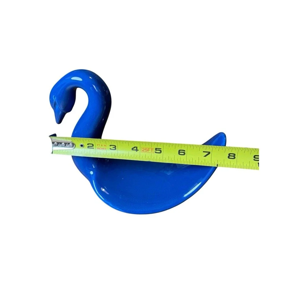 Vintage Blue Ceramic Swan Guest Towel Holder Bathroom Counter Decor MCM
